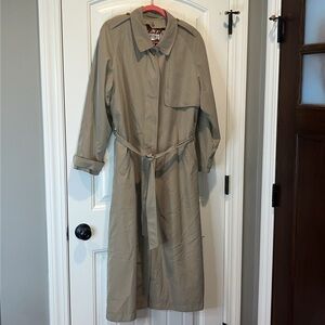 Women tan lined classic timeless tan trench coat Brooks Brothers size 10
